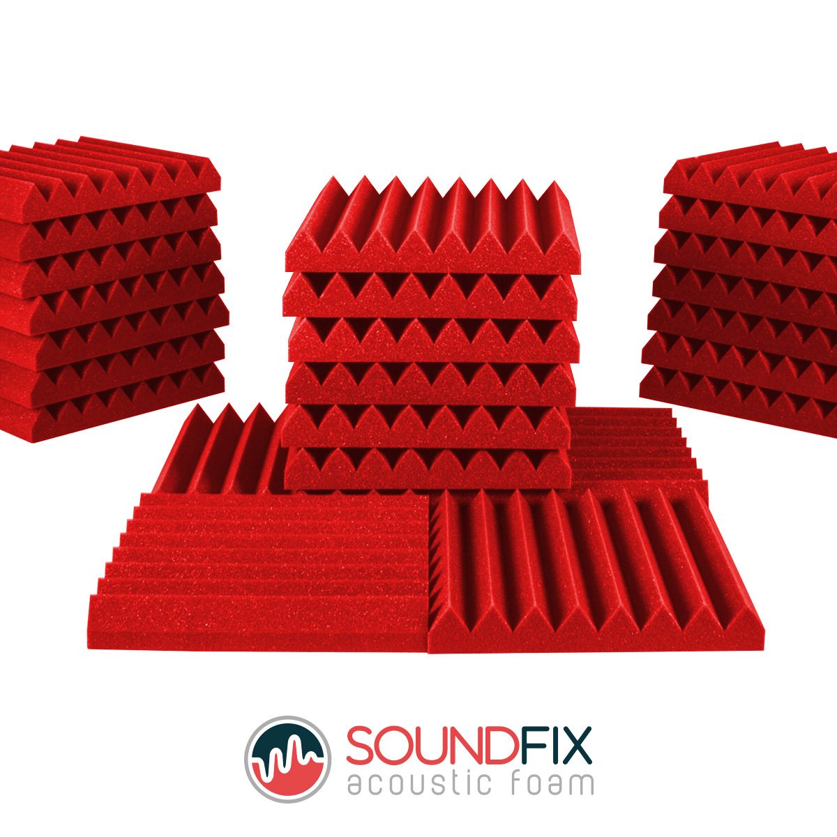 red acoustic foam panels
